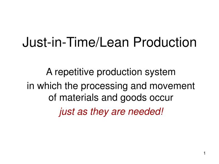 just in time lean production