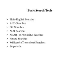 Basic Search Tools