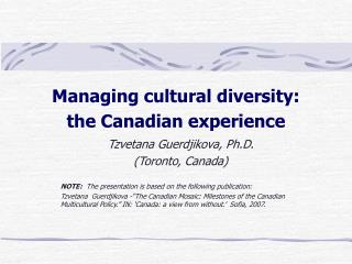 Managing cultural diversity: the Canadian experience