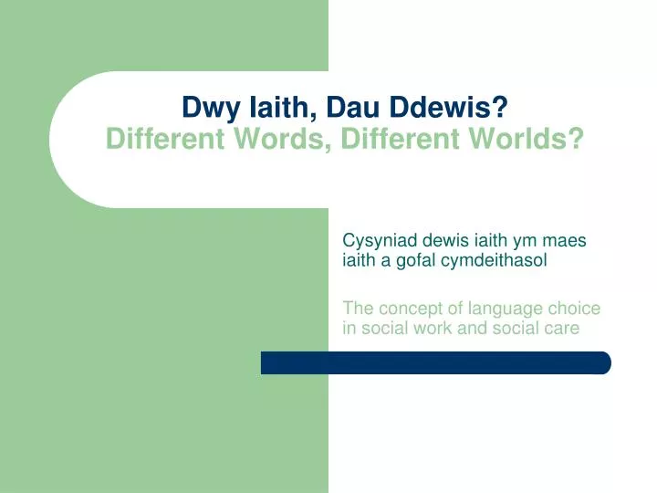 dwy iaith dau ddewis different words different worlds