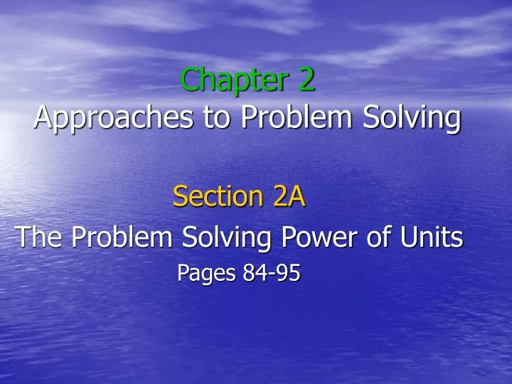 chapter 2 approaches to problem solving