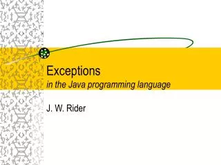 Exceptions in the Java programming language