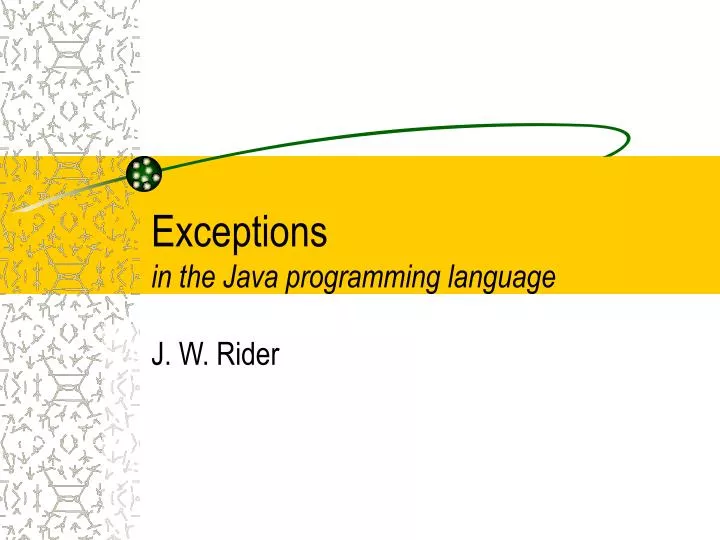 exceptions in the java programming language