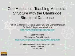 CoolMolecules: Teaching Molecular Structure with the Cambridge Structural Database