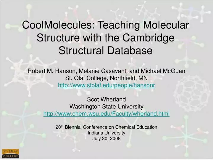 coolmolecules teaching molecular structure with the cambridge structural database