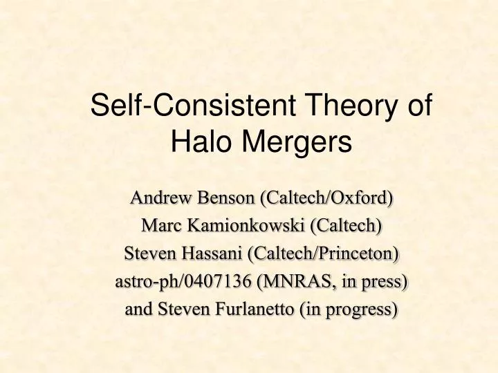self consistent theory of halo mergers