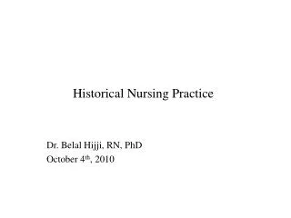 Historical Nursing Practice
