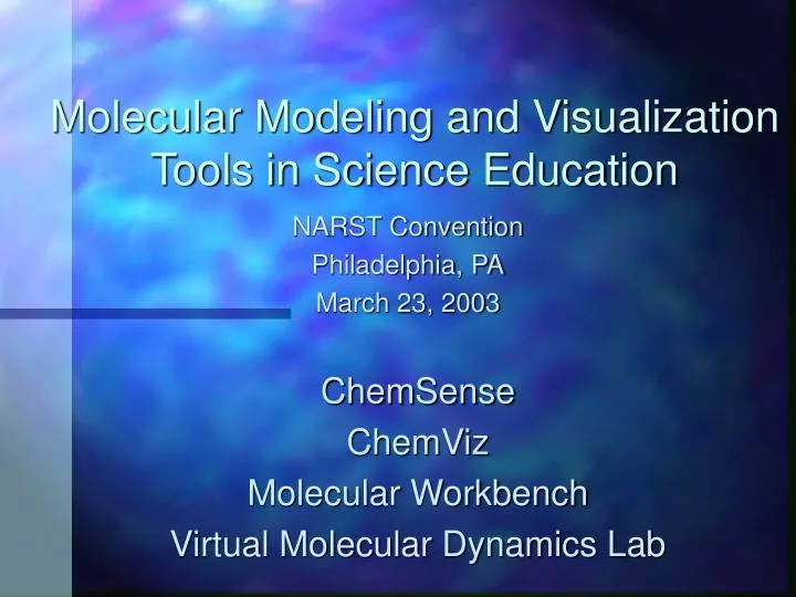 molecular modeling and visualization tools in science education