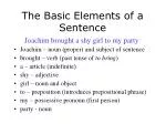 The Basic Elements of a Sentence - slide 1