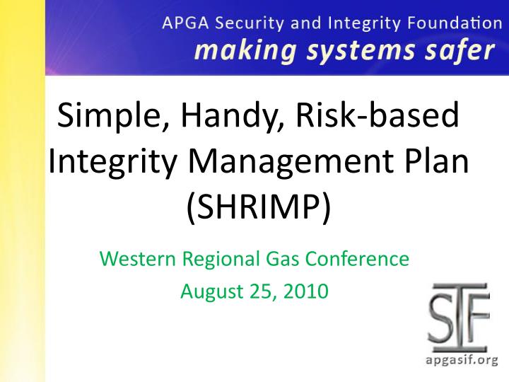simple handy risk based integrity management plan shrimp