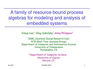 A family of resource-bound process algebras for modeling and analysis of embedded systems