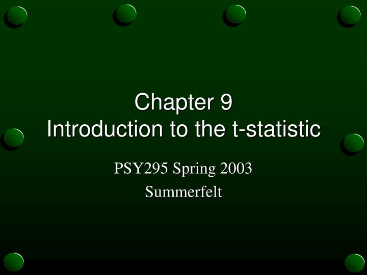 chapter 9 introduction to the t statistic