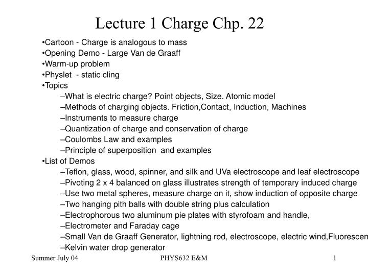 lecture 1 charge chp 22
