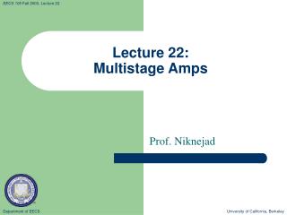 Lecture 22: Multistage Amps
