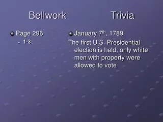 Bellwork Trivia