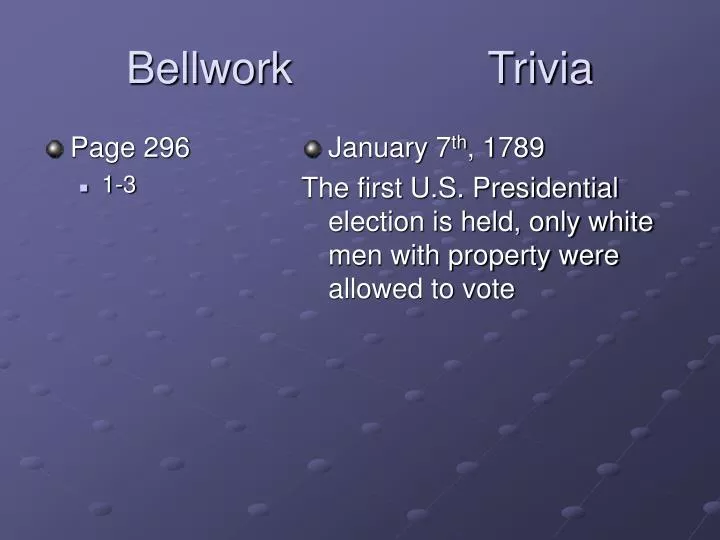bellwork trivia