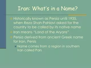 Iran: What’s in a Name?