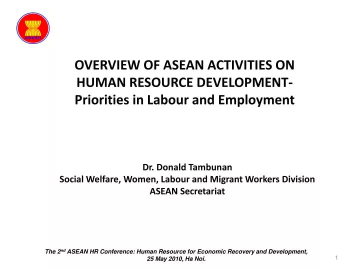 dr donald tambunan social welfare women labour and migrant workers division asean secretariat
