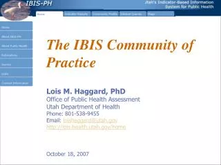 The IBIS Community of Practice