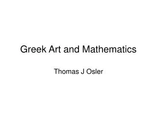 Greek Art and Mathematics