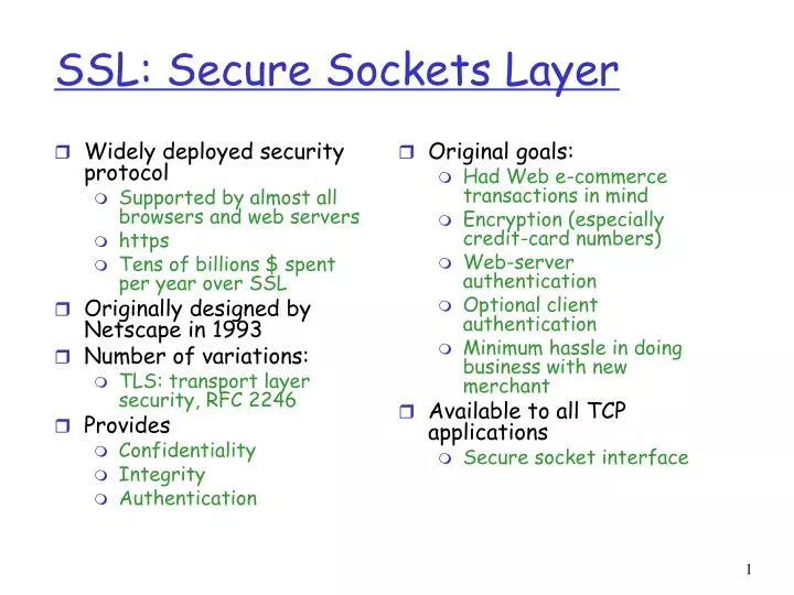 ssl secure sockets layer