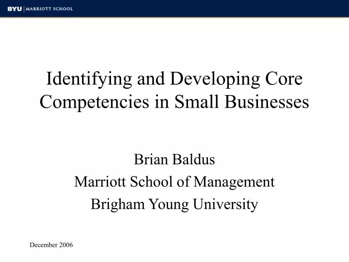 identifying and developing core competencies in small businesses