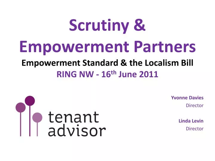 scrutiny empowerment partners empowerment standard the localism bill ring nw 16 th june 2011