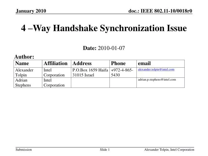 4 way handshake synchronization issue