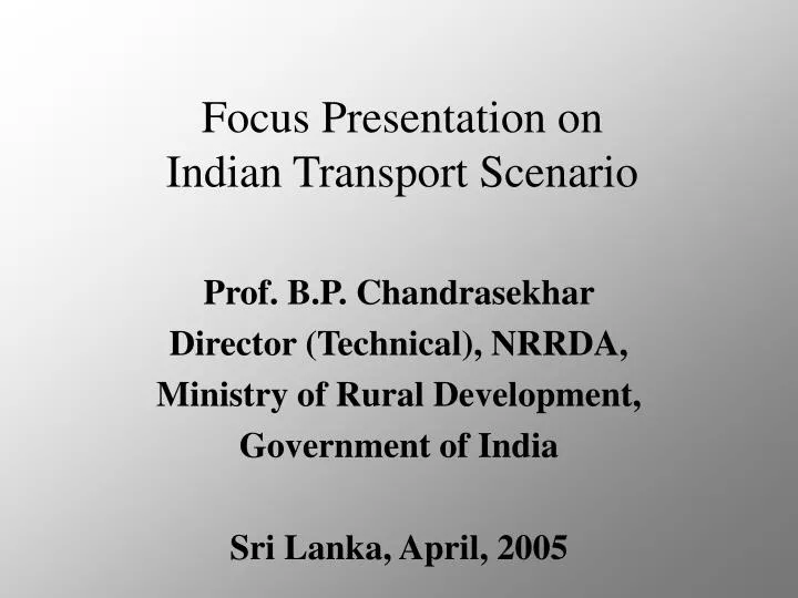 focus presentation on indian transport scenario