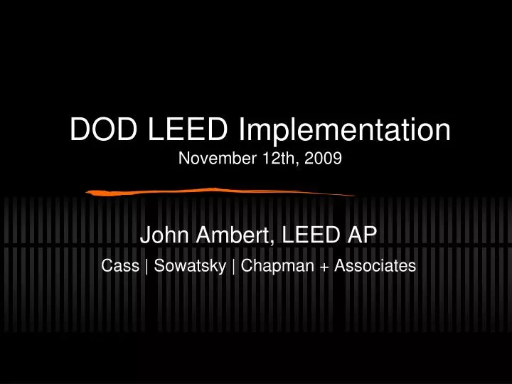 dod leed implementation november 12th 2009