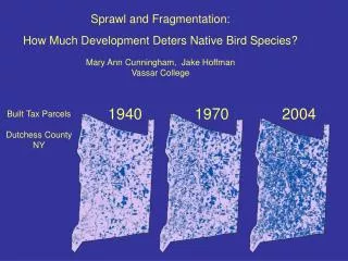 Sprawl and Fragmentation: How Much Development Deters Native Bird Species? Mary Ann Cunningham, Jake Hoffman Vassar C