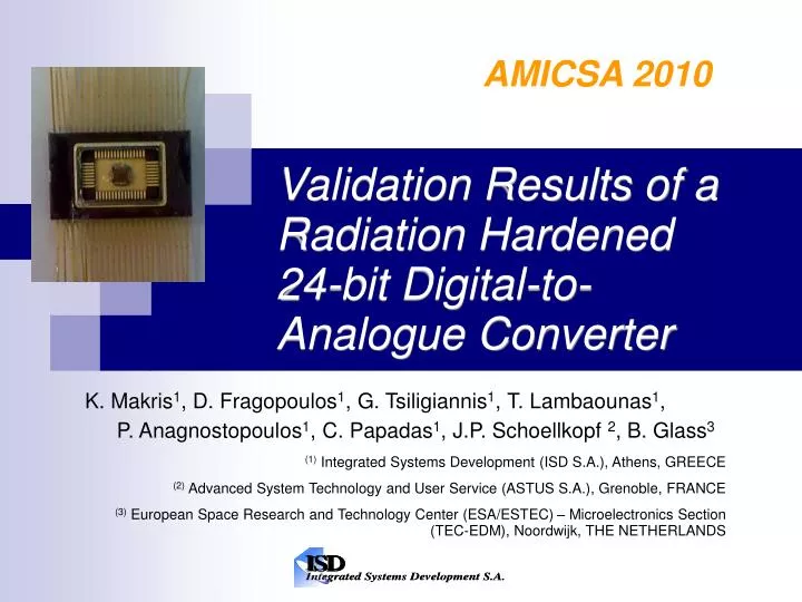 validation results of a radiation hardened 24 bit digital to analogue converter
