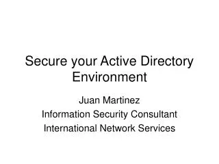 Secure your Active Directory Environment