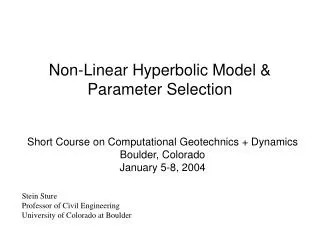 Non-Linear Hyperbolic Model &amp; Parameter Selection