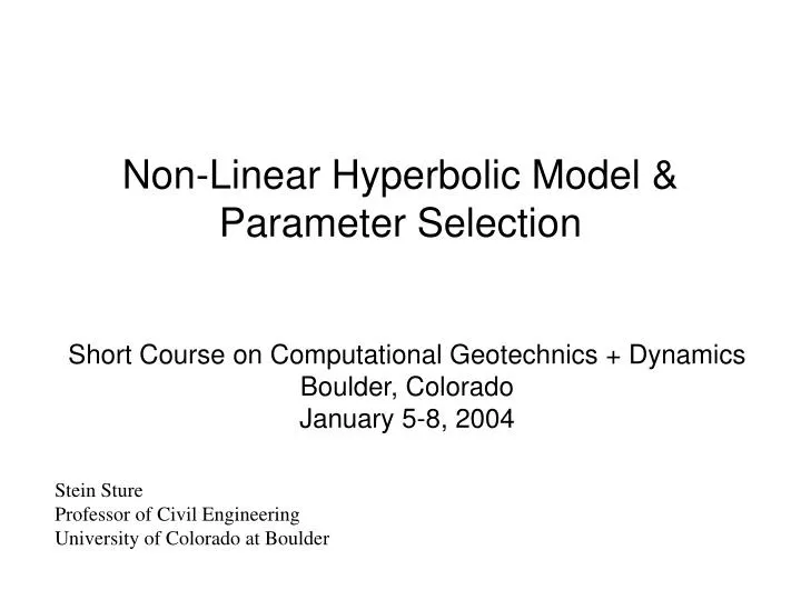non linear hyperbolic model parameter selection
