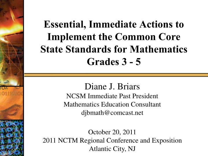 essential immediate actions to implement the common core state standards for mathematics grades 3 5