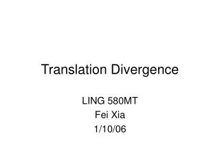 Translation Divergence