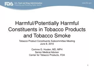 Harmful/Potentially Harmful Constituents in Tobacco Products and Tobacco Smoke