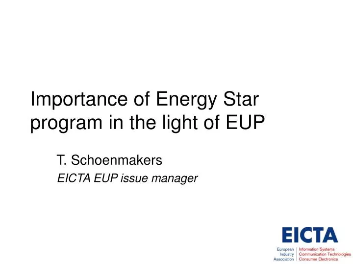 importance of energy star program in the light of eup