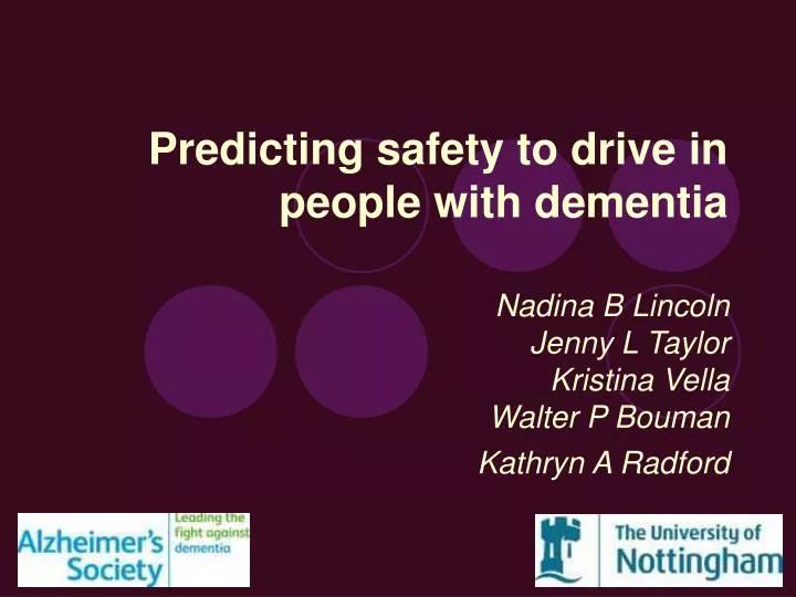 predicting safety to drive in people with dementia
