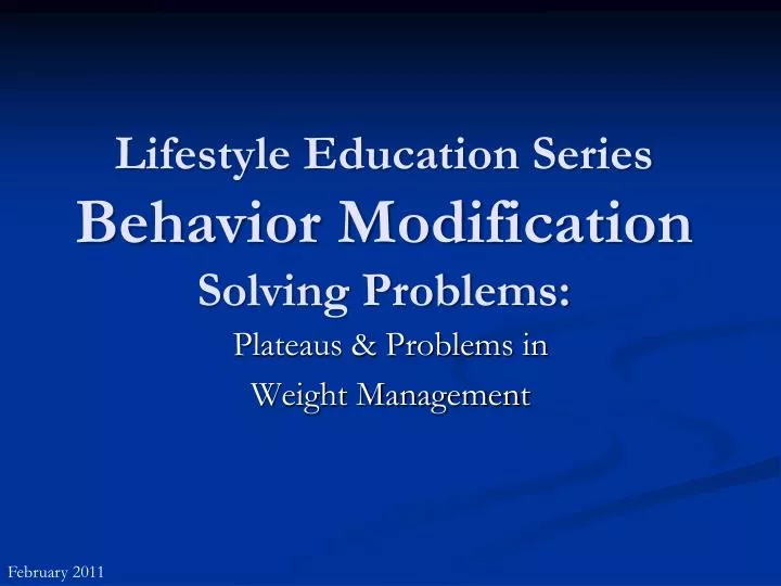 lifestyle education series behavior modification solving problems