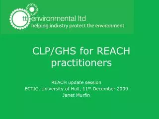 CLP/GHS for REACH practitioners