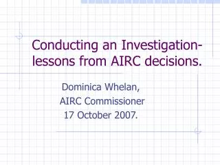 Conducting an Investigation- lessons from AIRC decisions.