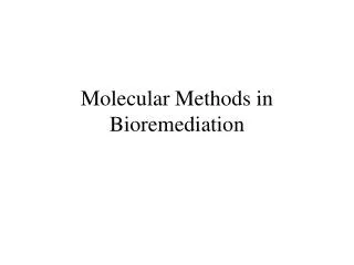 Molecular Methods in Bioremediation