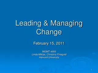 Leading &amp; Managing Change