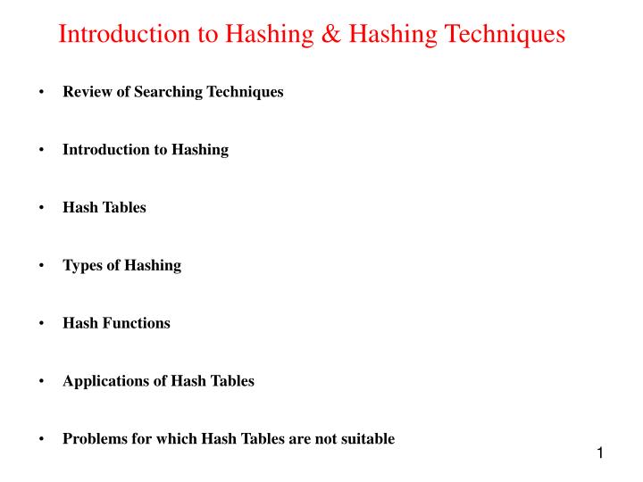 introduction to hashing hashing techniques