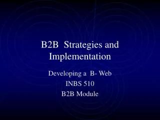 B2B Strategies and Implementation