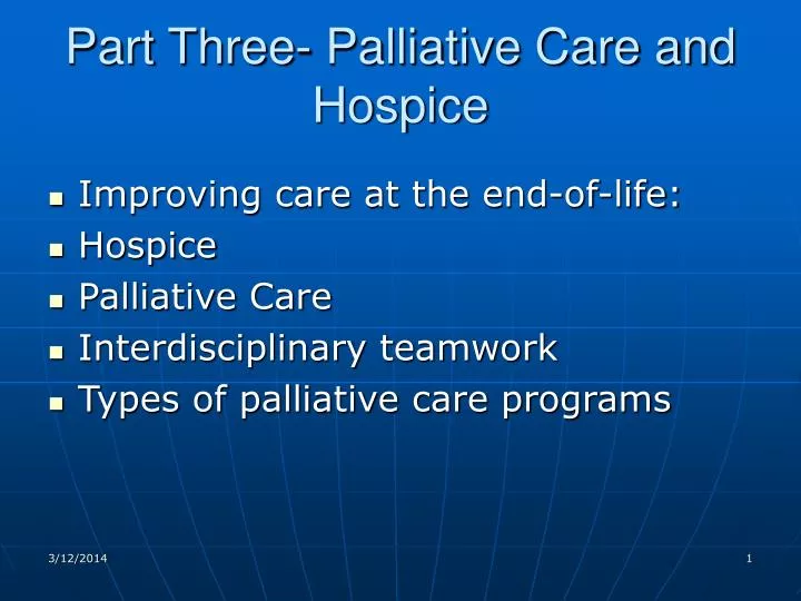 part three palliative care and hospice