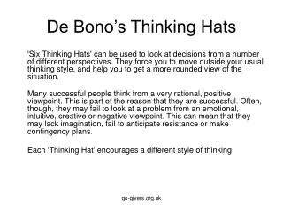 De Bono’s Thinking Hats