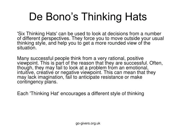 de bono s thinking hats
